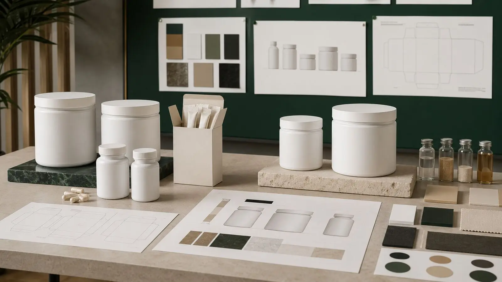 Supplement packaging direction, label structure and private label adaptation workspace