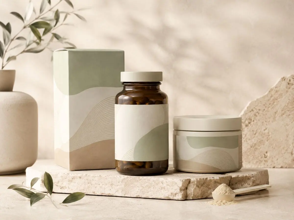 Premium botanical women’s wellness packaging development concept